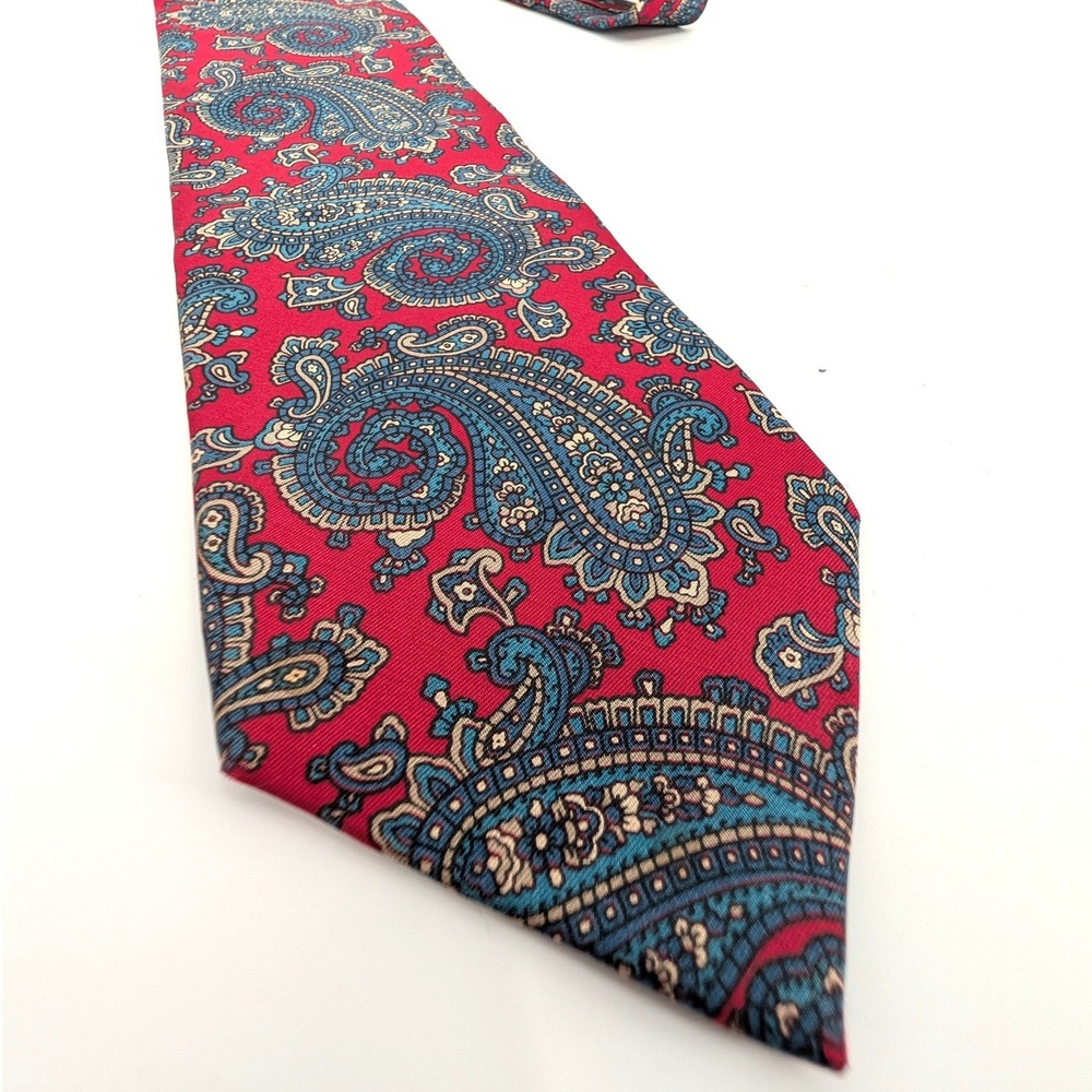 Christian Dior Monsieur Silk Tie Vintage Red Paisley Pattern Necktie - Picture 2 of 10